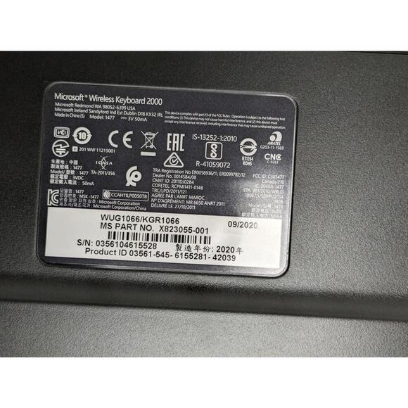 Microsoft Wireless Keyboard 2000 No Dongle- Model 1477 - Picture 3 of 4